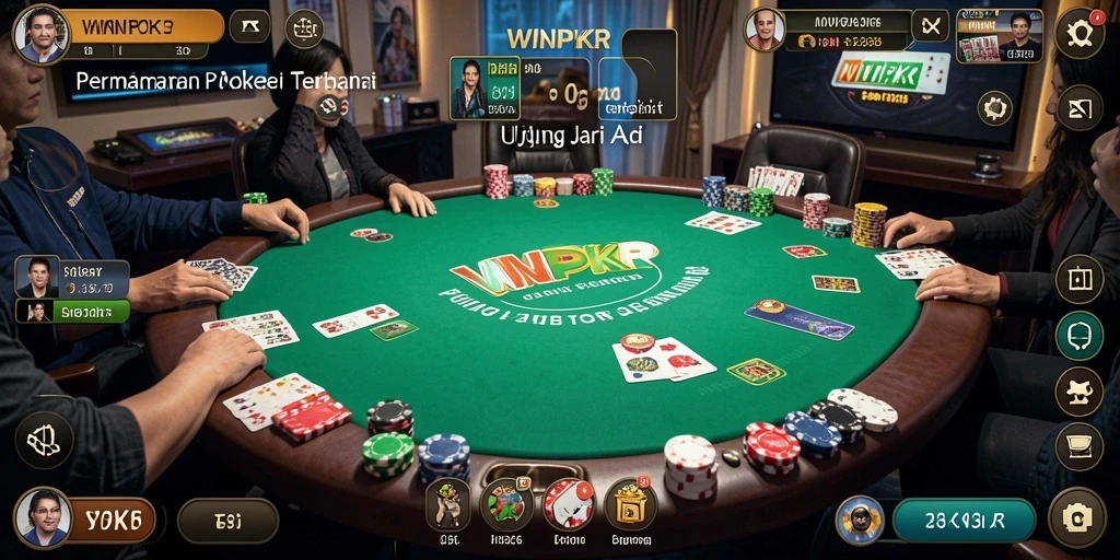 Tampilan gameplay intens dalam permainan Poker WINPKR.